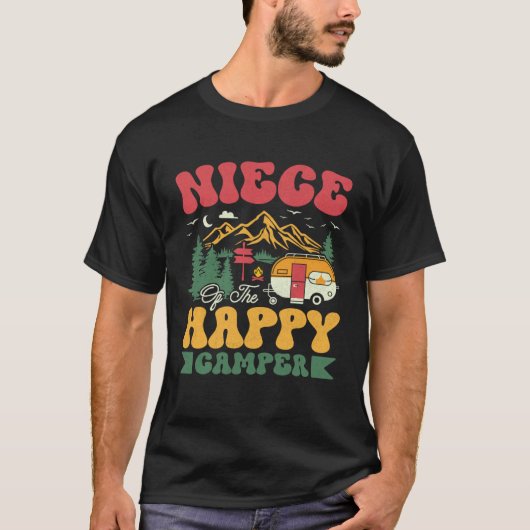 Cute Niece Of The Happy Camper Groovy Camping Trip T-Shirt (Vorderseite)