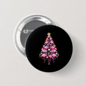 Cute Nk Flamingo Christmas Tree Santa Hat Trocal P Button (Vorne & Hinten)