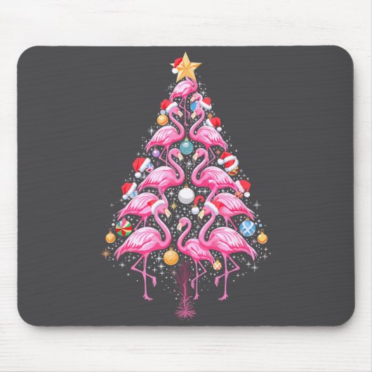 Cute Nk Flamingo Christmas Tree Santa Hat Trocal P Mousepad (Vorne)