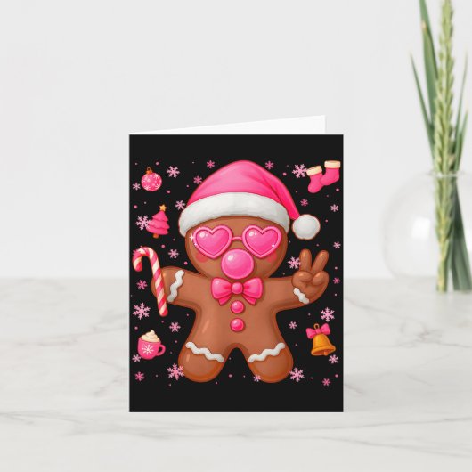 Cute Nk Gingerbread Bubble Gum Christmas Xmas Girl Karte (Vorderseite)