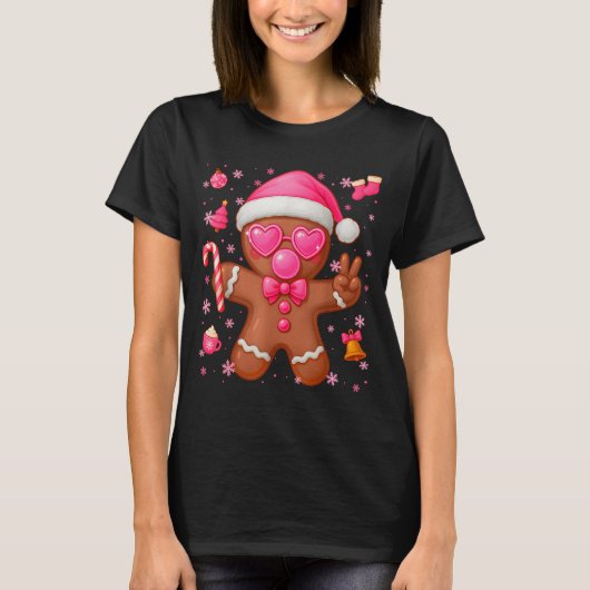 Cute Nk Gingerbread Bubble Gum Christmas Xmas Girl T-Shirt (Vorderseite)
