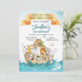 Cute Noah's Ark 2nd Birthday Two By Two Adventure Einladung (Stehend Vorderseite)