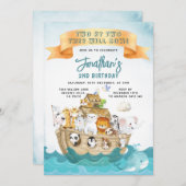 Cute Noah's Ark 2nd Birthday Two By Two Adventure Einladung (Vorne/Hinten)