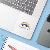 Cute Nonbinary Rainbow Aufkleber (Laptop mit iPhone)