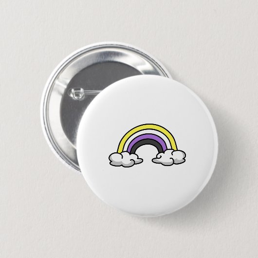 Cute Nonbinary Rainbow Button (Vorne & Hinten)