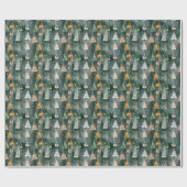 Cute Nordic Winter Woodland Christmas Geschenkpapier (Flach)