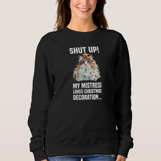 Cute Norwegian Forest Cat Fairy Lights Shut Up Dec Sweatshirt (Vorderseite)