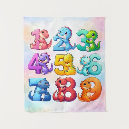 Cute Numbers Animals Maths Poster for Kids Wandteppich (Vorderseite)