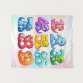 Cute Numbers Animals Maths Poster for Kids Wandteppich (Vorderseite (Horizontal))
