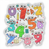 Cute Numbers Characters Sticker for Kids (Vorderseite)