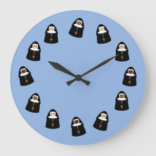Cute Nuns Große Wanduhr