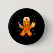 Cute Nurse Gingerbread Pjs Christmas Xmas Nurse Rn Button (Vorderseite)