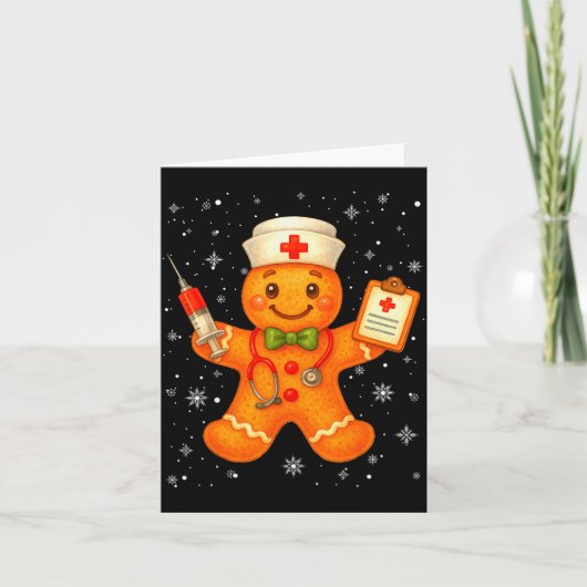 Cute Nurse Gingerbread Pjs Christmas Xmas Nurse Rn Karte (Vorderseite)