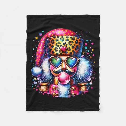 Cute Nutcracker Blowing Bubble Gum Nk Christmas Pa Fleecedecke (Vorderseite)