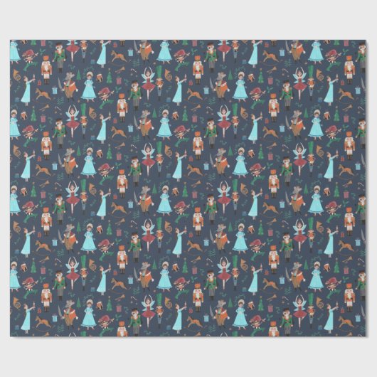 Cute Nutcracker Dark Blue Christmas Holiday Geschenkpapier (Flach)
