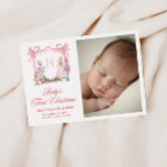 Cute Nutcracker Monogram Crest Baby Feiertagskarte<br><div class="desc">Share the joy of your baby's first Christmas with this cute,  Nutcracker themed holiday card with a delicate hand painted monogram crest design with the Nutcracker themed characters and candy cane with bows.</div>