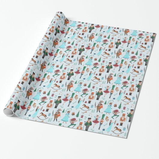 Cute Nutcracker Pastel Blue Christmas Holiday Geschenkpapier (Ungerollt)