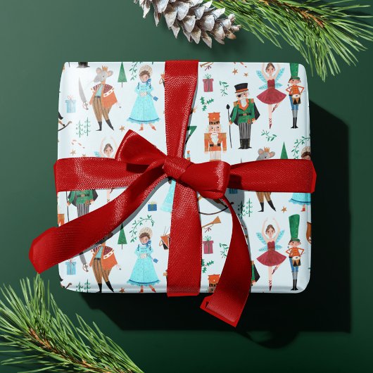 Cute Nutcracker Pastel Blue Christmas Holiday Geschenkpapier