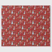 Cute Nutcracker Red Christmas Holiday Geschenkpapier (Flach)