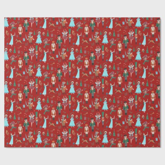 Cute Nutcracker Red Christmas Holiday Geschenkpapier (Flach)