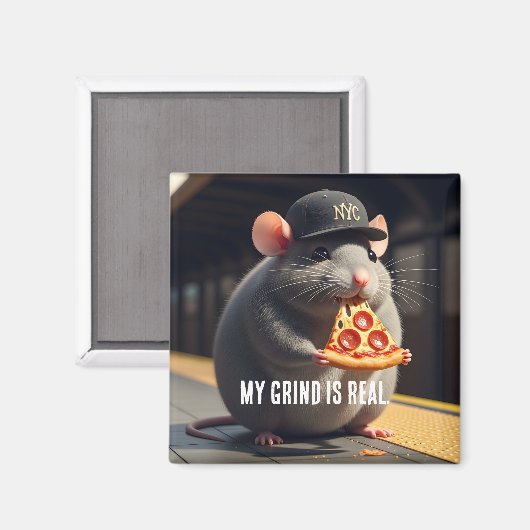 Cute NYC Pizza Rat Subway Legend Magnet (Vorderseite/Rückseite)