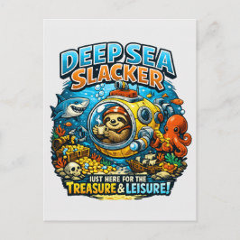 Cute Ocean Adventure Humor, Funny Sloth Diving art Postkarte