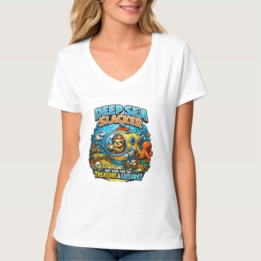 Cute Ocean Adventure Humor, Funny Sloth Diving art T-Shirt (Vorderseite)