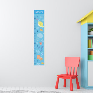 Cute Ocean Animals Growth Chart Poster