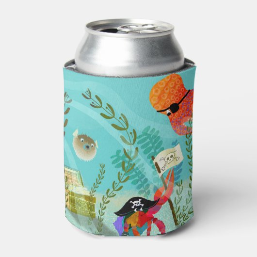 Cute Ocean Friends with Pirate Theme Can Cooler Dosenkühler (Kanne Vorderseite)