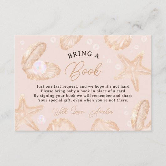 Cute ocean little pearl baby shower bring a book begleitkarte (Vorderseite)