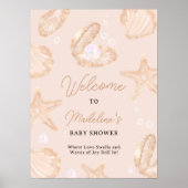 Cute ocean little pearl baby shower welcome poster (Vorne)