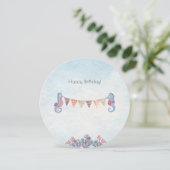 Cute Ocean Seahorse Flags Children Card Einladung (Stehend Vorderseite)