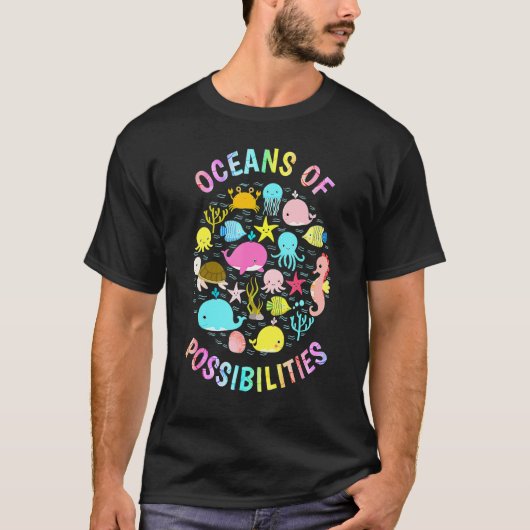 Cute Oceans Of Possibilities Summer Reading Sea Cr T-Shirt (Vorderseite)