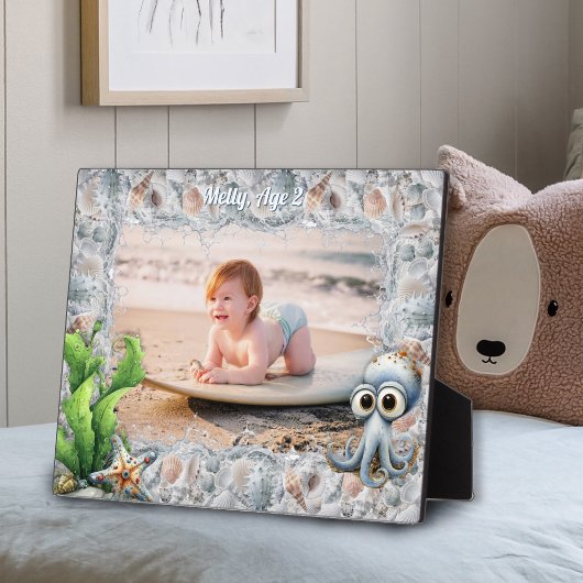 Cute Octopus and Seashells Child's Photo Frame Fotoplatte