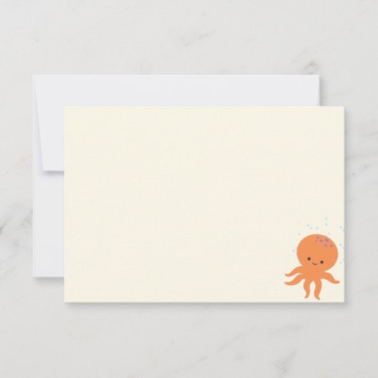 Cute Octopus Cartoon Blank Cream Off White Mitteilungskarte (Vorderseite)