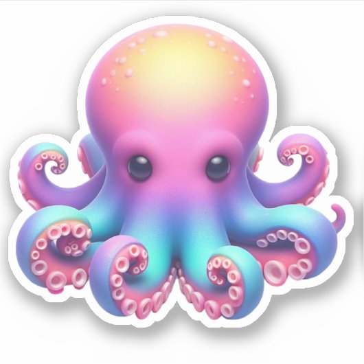 Cute Octopus Custom-Cut Vinyl Stickers Aufkleber (Vorderseite)