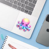 Cute Octopus Custom-Cut Vinyl Stickers Aufkleber (Laptop mit iPhone)