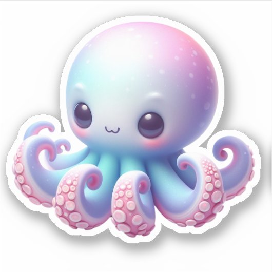 Cute Octopus Custom-Cut Vinyl Stickers Aufkleber (Vorderseite)