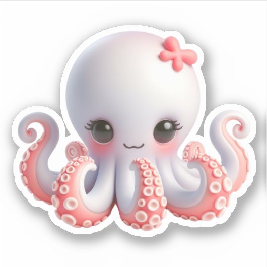 Cute Octopus Custom-Cut Vinyl Stickers Aufkleber (Vorderseite)