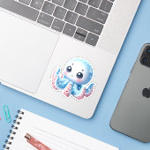 Cute Octopus Custom-Cut Vinyl Stickers Aufkleber (Laptop mit iPhone)