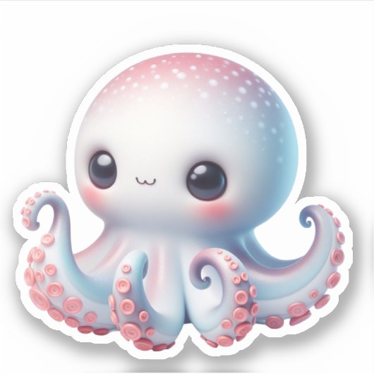Cute Octopus Custom-Cut Vinyl Stickers Aufkleber (Vorderseite)