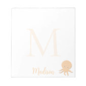 Cute Octopus Custom Name Initial  Notizblock (Vorderseite)