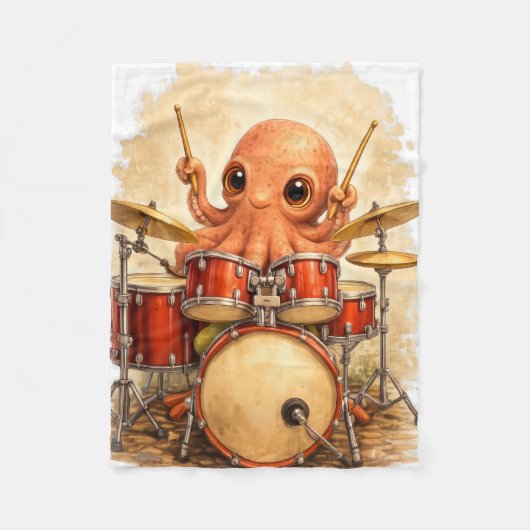 Cute Octopus Drum Blanket – Kawaii Animal Fleecedecke (Vorderseite)