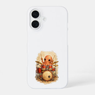 Cute Octopus Drummer iPhone 16 Case Kawaii Hülle