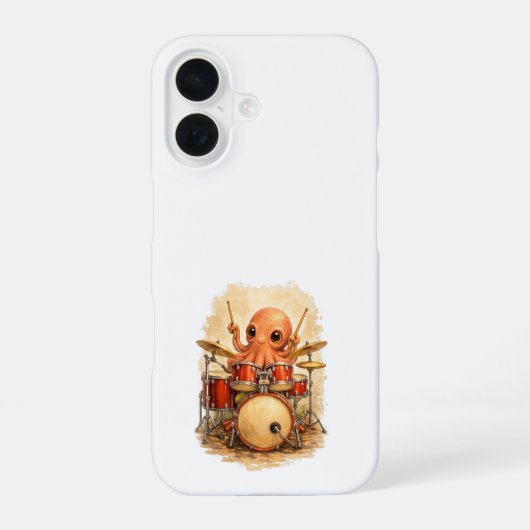 Cute Octopus Drummer iPhone 16 Case Kawaii Hülle (Rückseite)