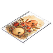 Cute Octopus Drummer Spiral Notebook Notizblock (Linke Seite)