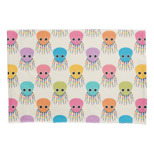 Cute Octopus Pattern on Cream Kissenbezug (Vorderseite)