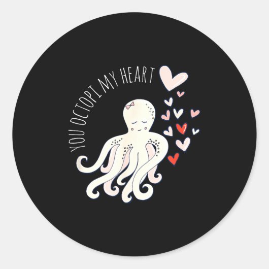 Cute Octopus, You Octo My Heart, Valentine  Runder Aufkleber (Vorderseite)