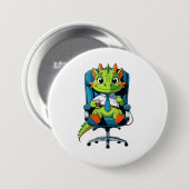 Cute Office Dragon Pin | Funny Cartoon Badge Button (Vorne & Hinten)