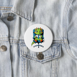 Cute Office Dragon Pin | Funny Cartoon Badge Button